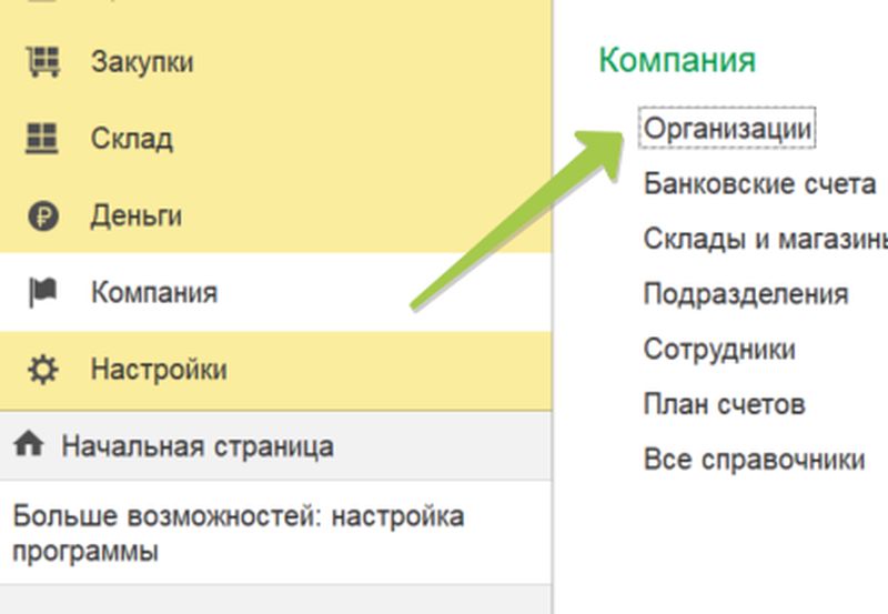 1с УНФ несколько организаций