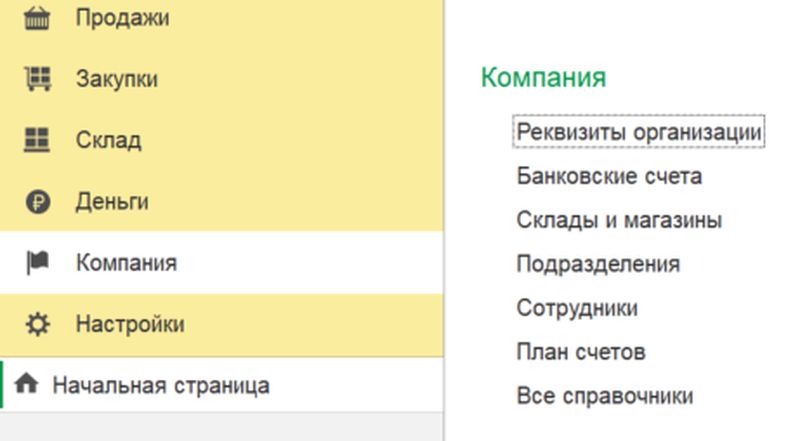 1с унф реквизиты компании