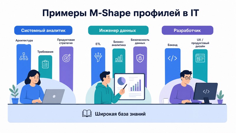 Примеры M-Shape профилей в IT: аналитик, инженер данных, разработчик